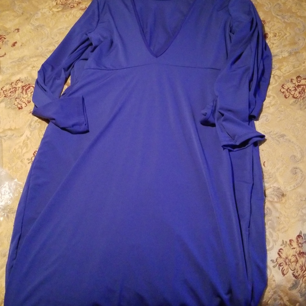 Casual mid length navy blue dress